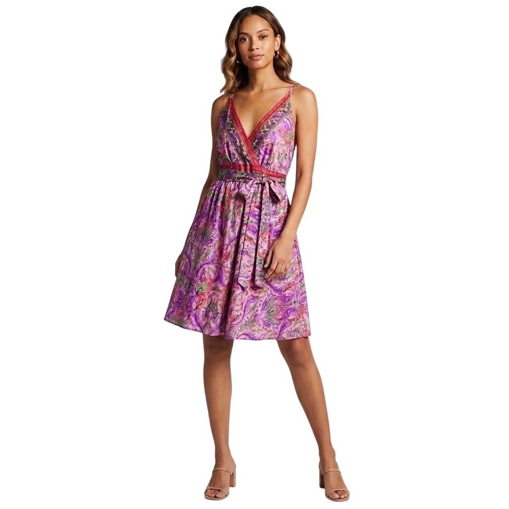 Silk Boho Floral Paisley Wedding Guest Dress Pink Fairycore Spring Resort Beach